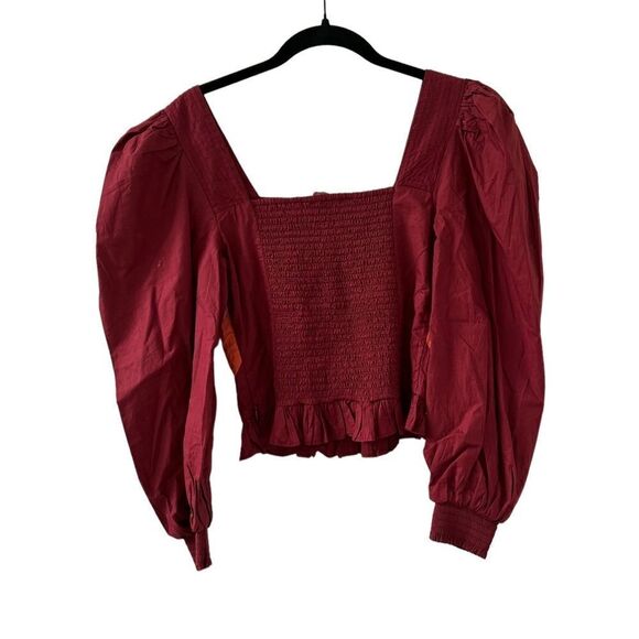 Anthropologie Love the Label Puff Sleeve Smocked Shirt - Picture 7 of 11